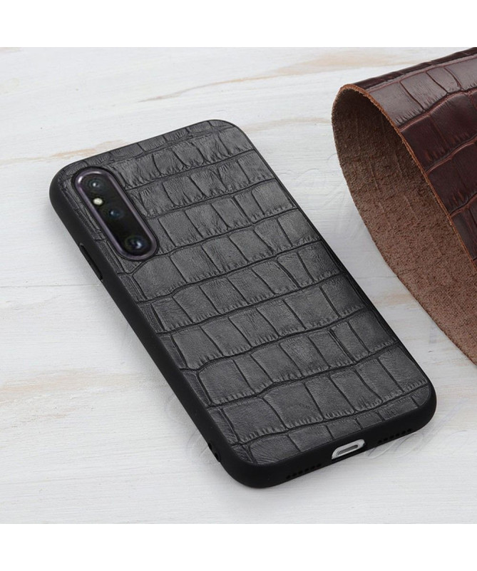 Coque Sony Xperia 1 V Cuir aspect peau de croco