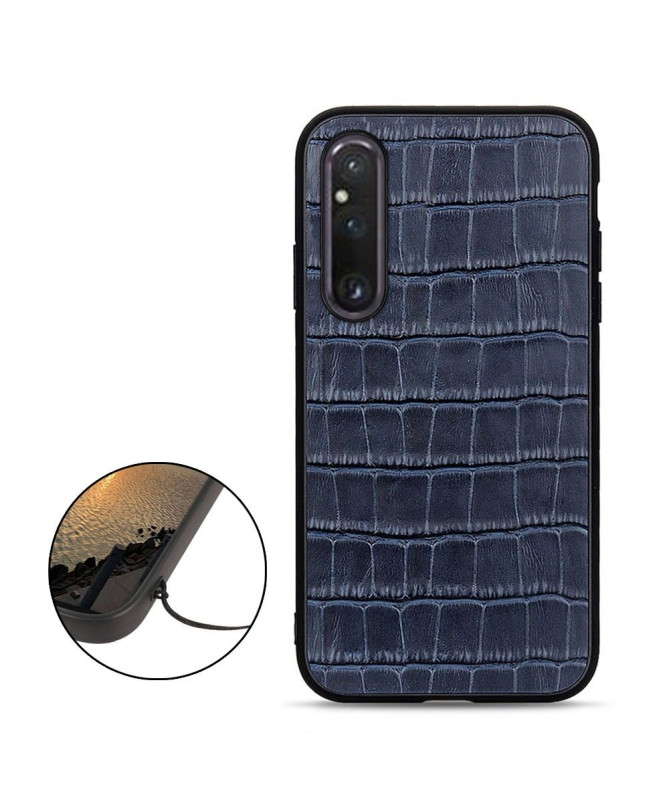 Coque Sony Xperia 1 V Cuir aspect peau de croco