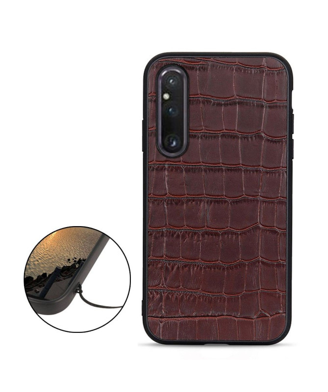 Coque Sony Xperia 1 V Cuir aspect peau de croco