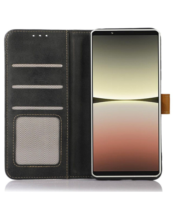 Housse Sony Xperia 1 V Premium simili cuir avec coutures