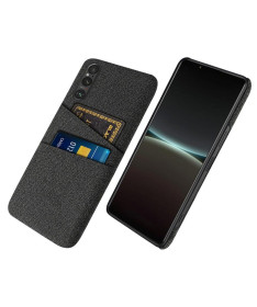 Coque Sony Xperia 1 V Tissu Porte-Cartes