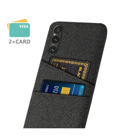 Coque Sony Xperia 1 V Tissu Porte-Cartes