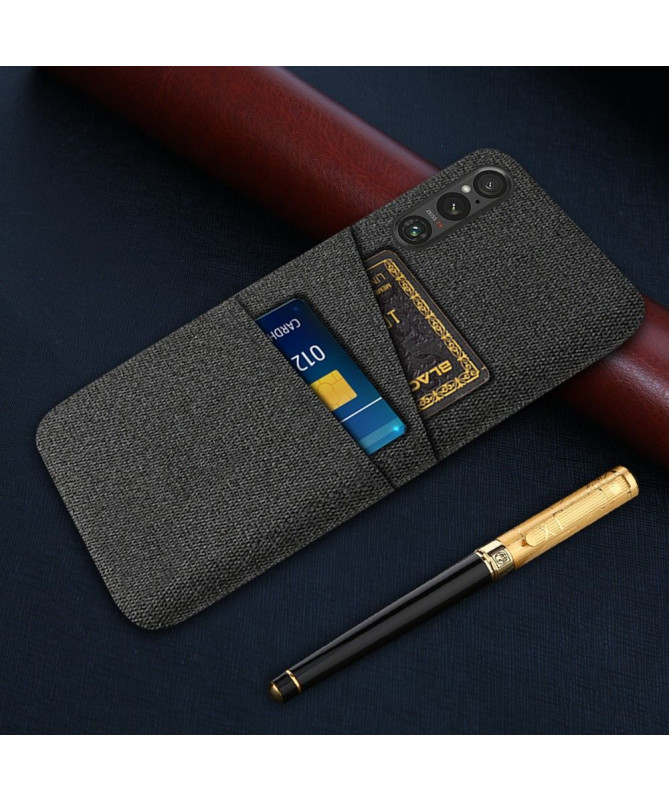 Coque Sony Xperia 1 V Tissu Porte-Cartes
