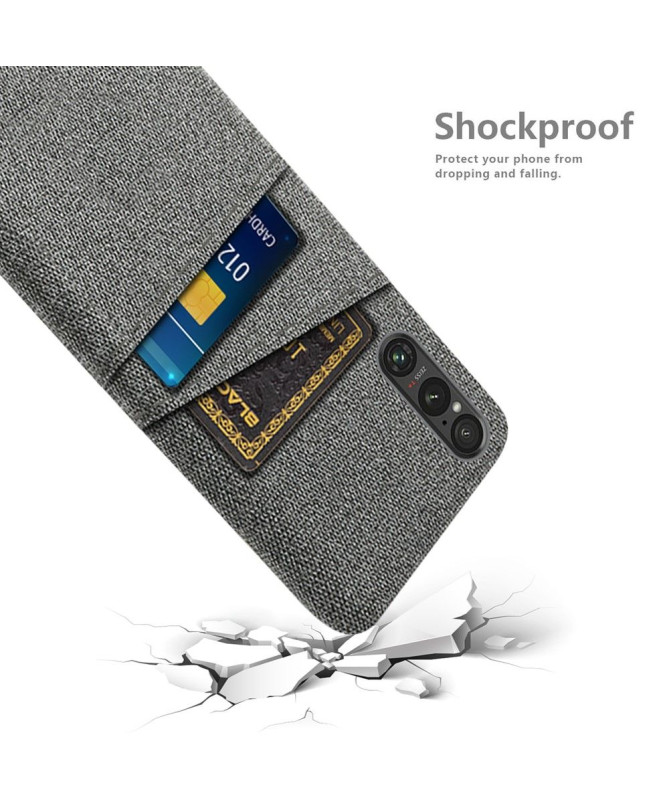 Coque Sony Xperia 1 V Tissu Porte-Cartes