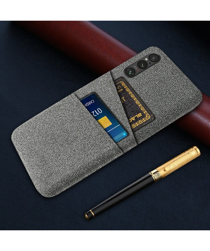Coque Sony Xperia 1 V Tissu Porte-Cartes
