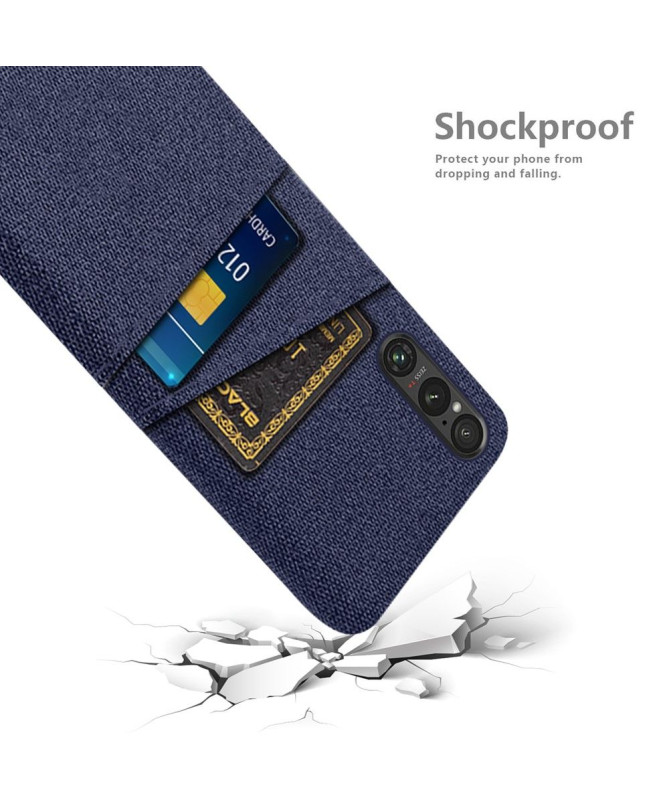 Coque Sony Xperia 1 V Tissu Porte-Cartes