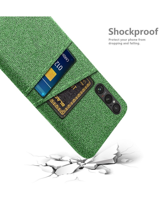 Coque Sony Xperia 1 V Tissu Porte-Cartes