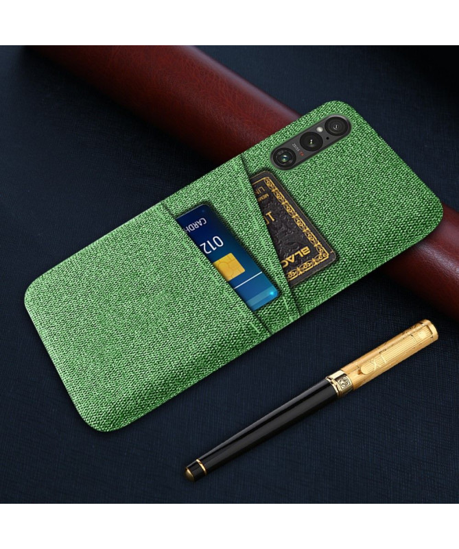 Coque Sony Xperia 1 V Tissu Porte-Cartes