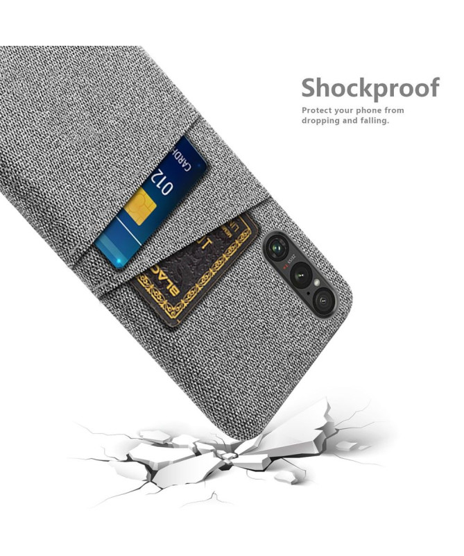 Coque Sony Xperia 1 V Tissu Porte-Cartes