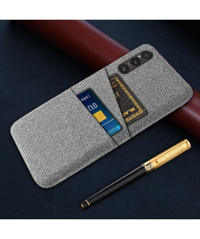 Coque Sony Xperia 1 V Tissu Porte-Cartes