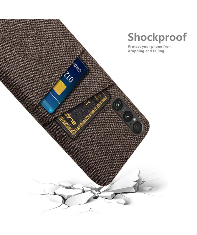 Coque Sony Xperia 1 V Tissu Porte-Cartes