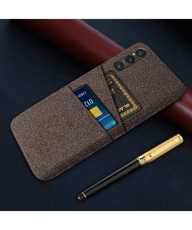 Coque Sony Xperia 1 V Tissu Porte-Cartes