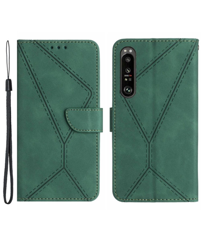Housse Sony Xperia 1 VI Lines effet cuir rétro