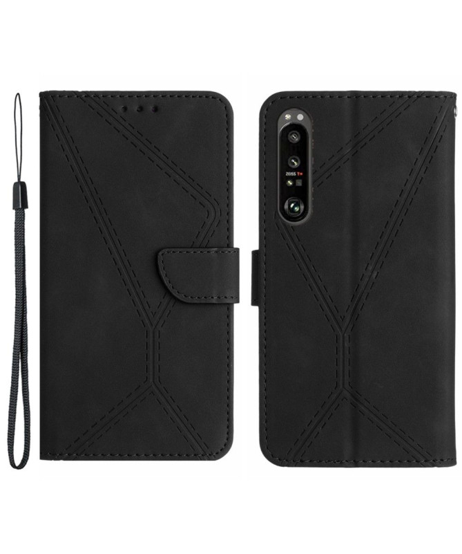 Housse Sony Xperia 1 VI Lines effet cuir rétro