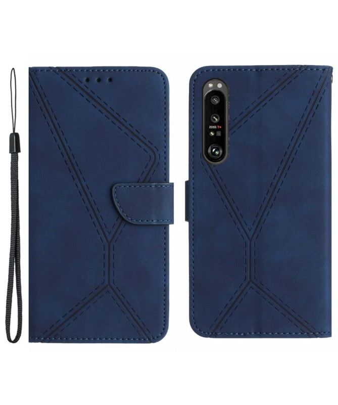 Housse Sony Xperia 1 VI Lines effet cuir rétro