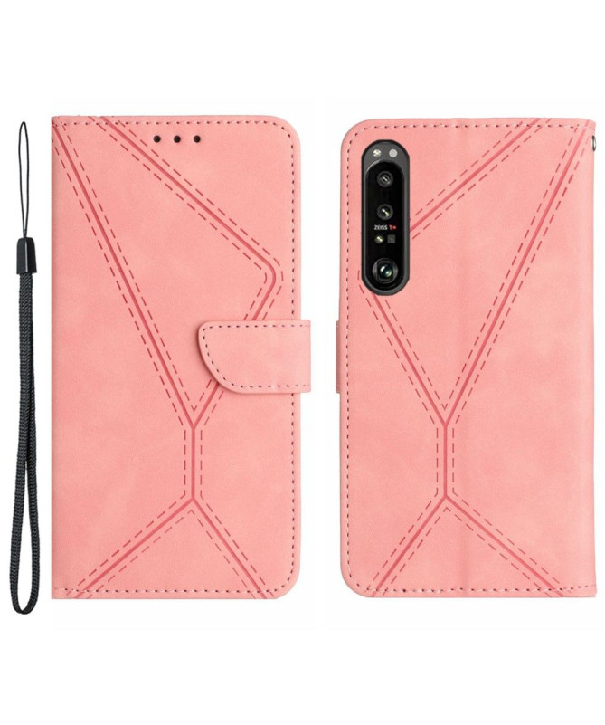 Housse Sony Xperia 1 VI Lines effet cuir rétro