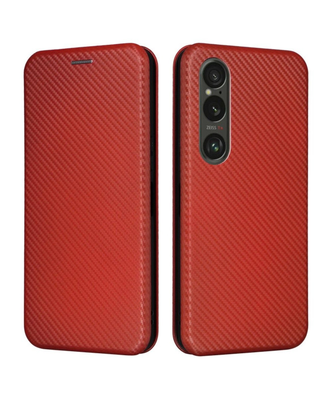 Housse Sony Xperia 1 VI simili cuir fibre de carbone