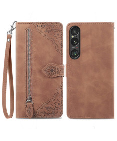 Housse Sony Xperia 1 VI motif floral à lanière