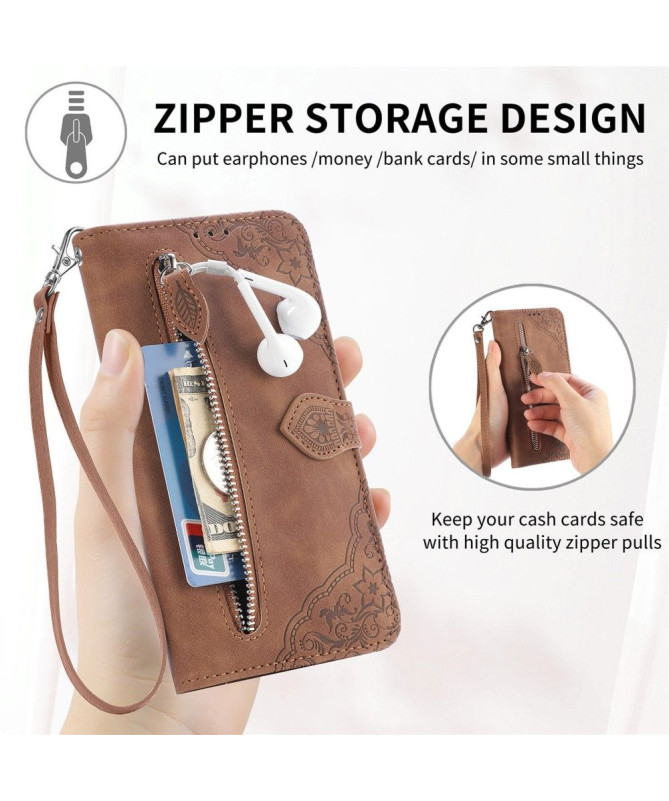 Housse Sony Xperia 1 VI motif floral à lanière