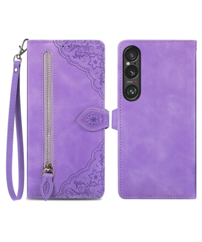 Housse Sony Xperia 1 VI motif floral à lanière