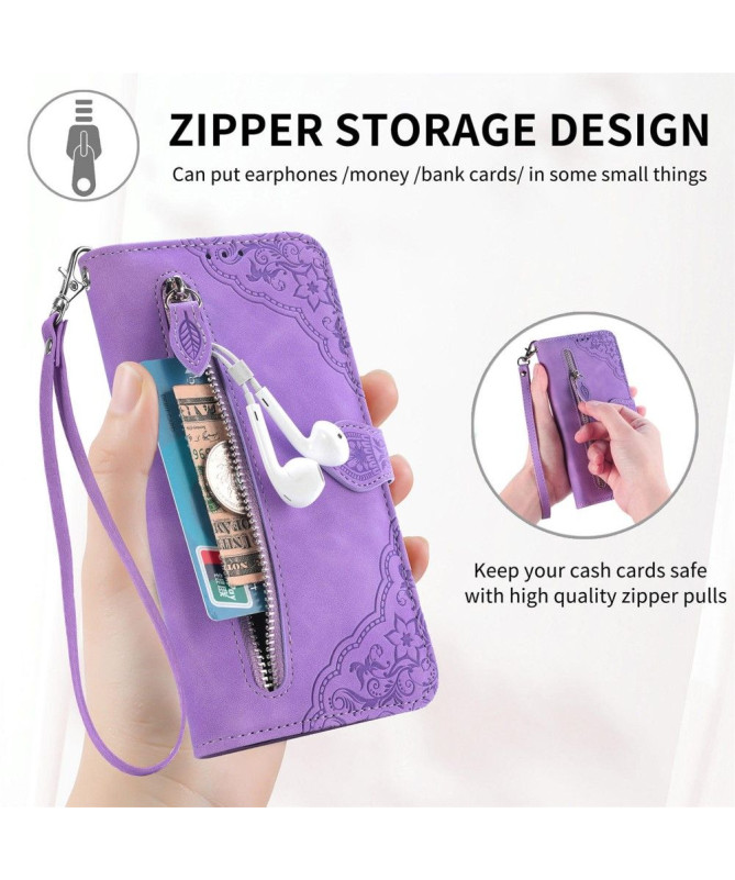 Housse Sony Xperia 1 VI motif floral à lanière