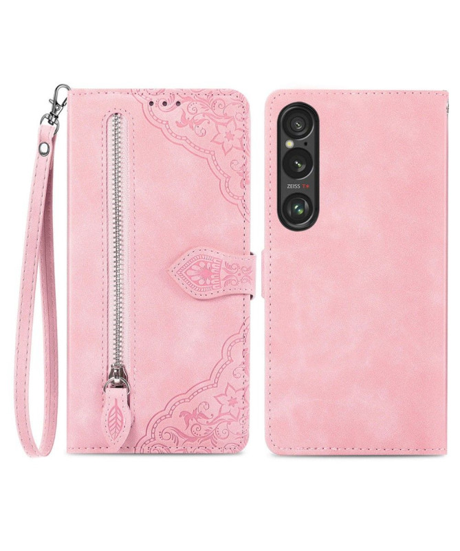 Housse Sony Xperia 1 VI motif floral à lanière