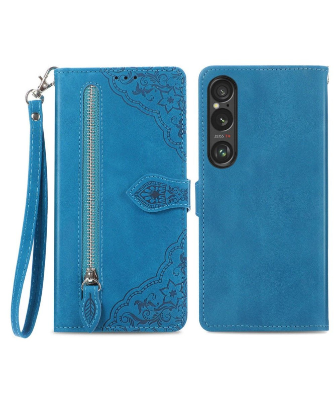 Housse Sony Xperia 1 VI motif floral à lanière