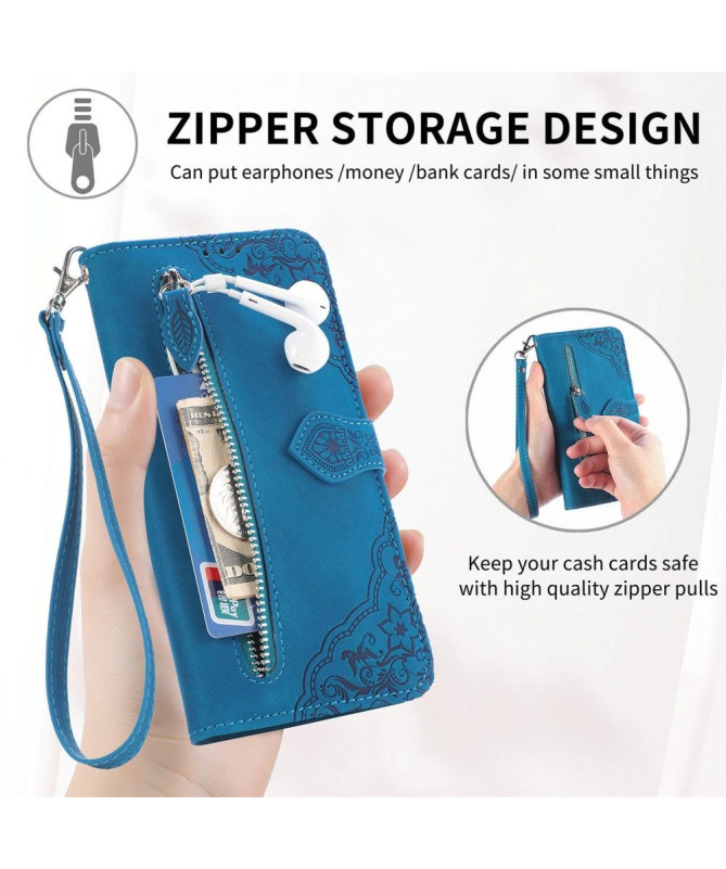 Housse Sony Xperia 1 VI motif floral à lanière