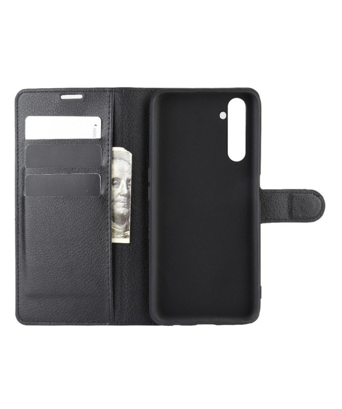 Housse Realme 6 Pro portefeuille style cuir - Noir