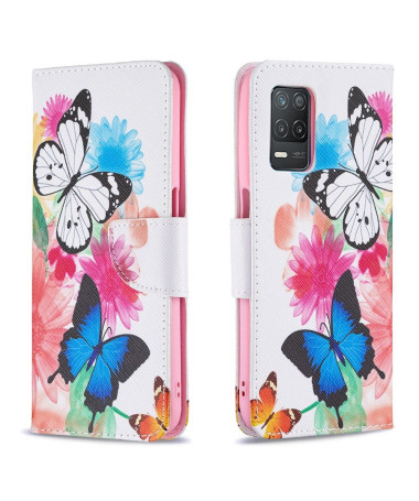 Housse Realme 8 5G papillons et fleurs colorées