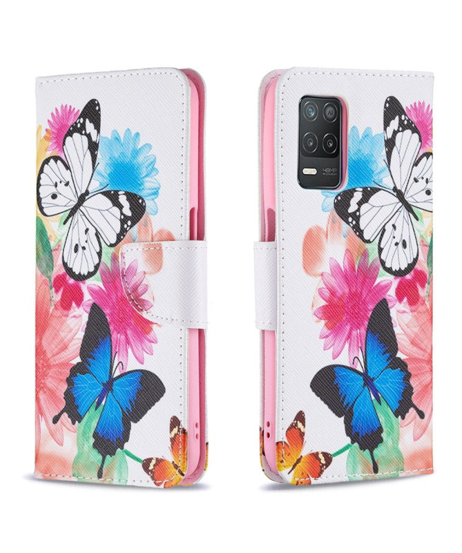 Housse Realme 8 5G papillons et fleurs colorées