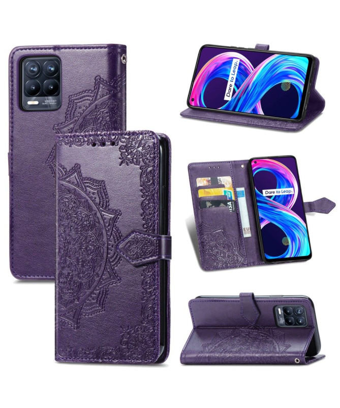 Housse Realme 8 / 8 Pro Mandala relief en simili cuir