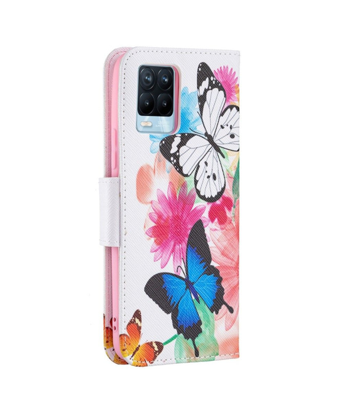 Housse Realme 8 / 8 Pro papillons et fleurs colorées