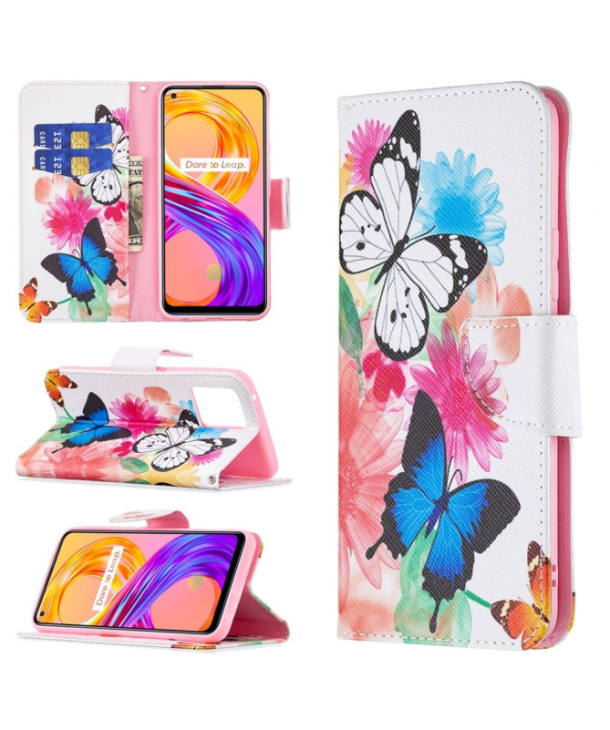 Housse Realme 8 / 8 Pro papillons et fleurs colorées