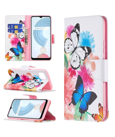 Housse Realme C21 papillons et fleurs colorées