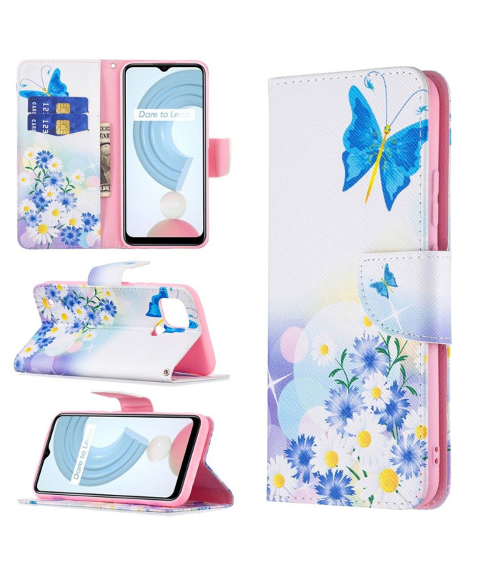Housse Realme C21 papillon et marguerites