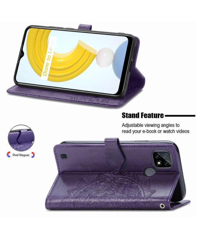 Housse Realme C21 Mandala relief en simili cuir