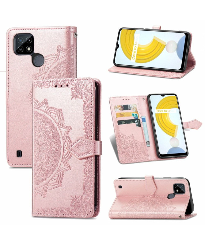 Housse Realme C21 Mandala relief en simili cuir