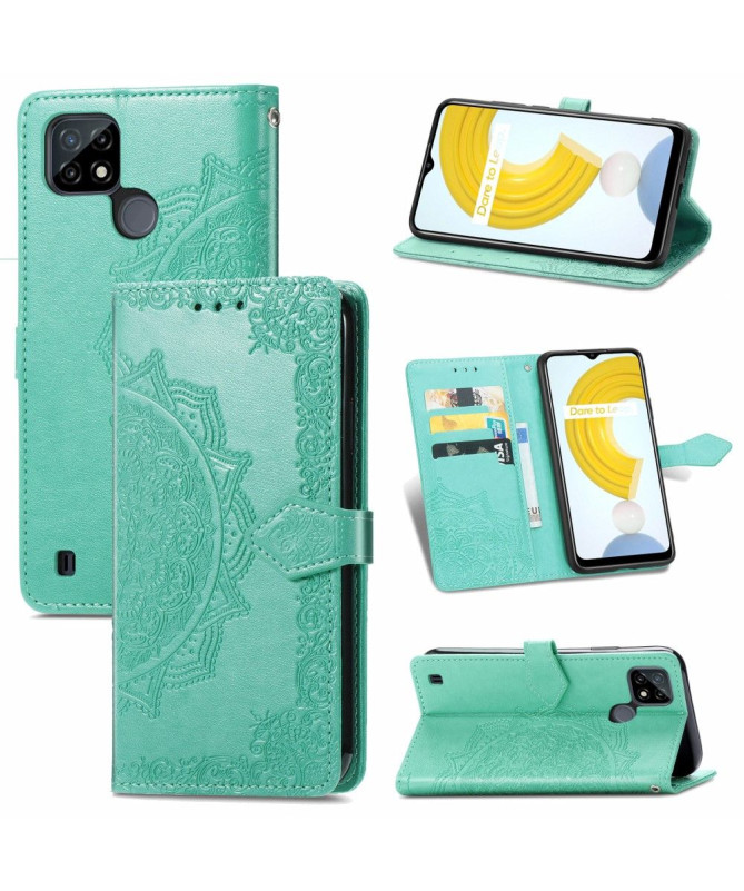 Housse Realme C21 Mandala relief en simili cuir