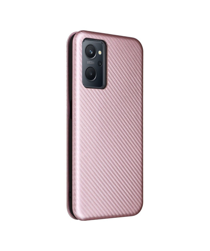 Housse Realme 9i simili cuir fibre de carbone