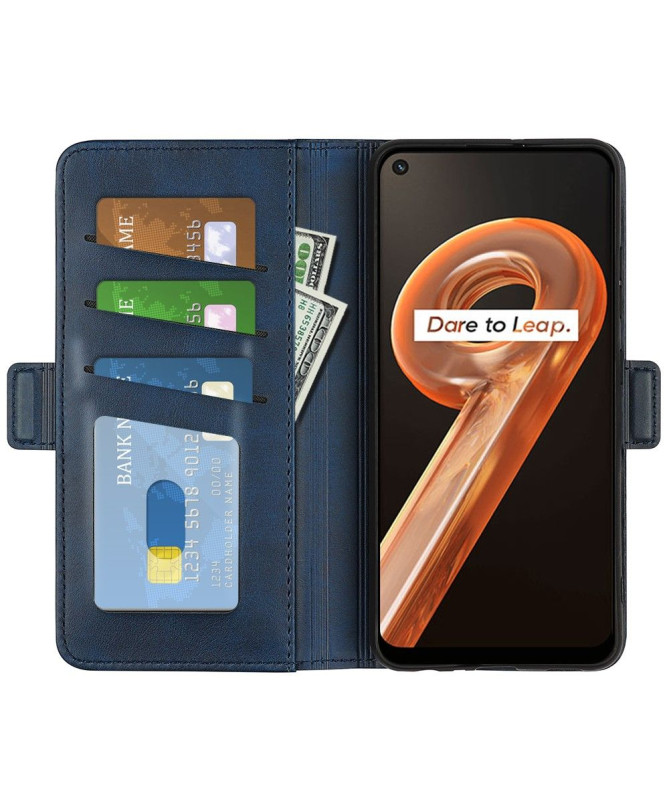 Étui Realme 9i portefeuille revêtement simili cuir mat