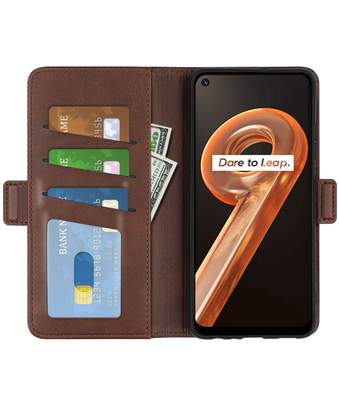 Étui Realme 9i portefeuille revêtement simili cuir mat