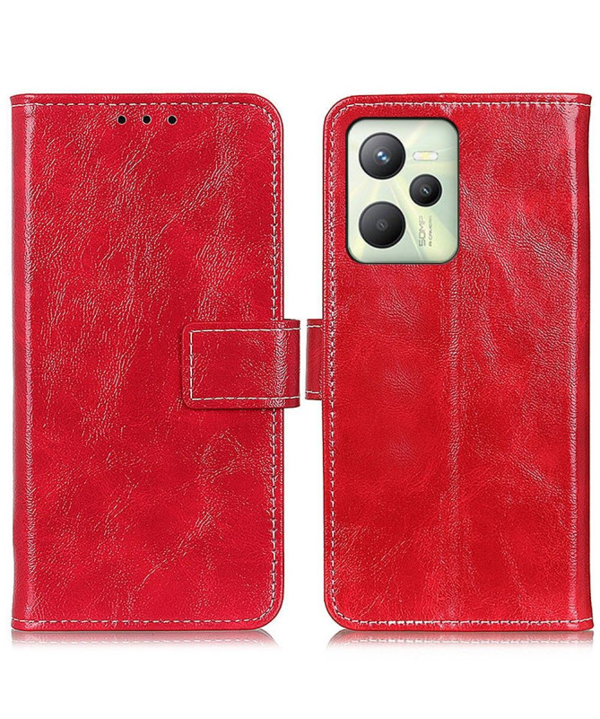 Housse Realme C35 effet cuir luxueux coutures