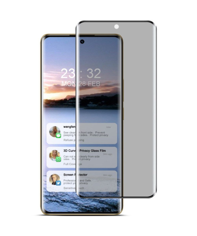 Protection d'écran Realme 12 Pro / 12 Pro Plus verre trempé et filtre de confidentialité