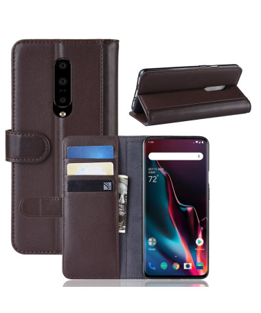 OnePlus 7 Pro - Étui cuir premium porte cartes - Marron