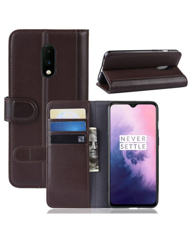 OnePlus 7 - Étui cuir premium portefeuille - Marron