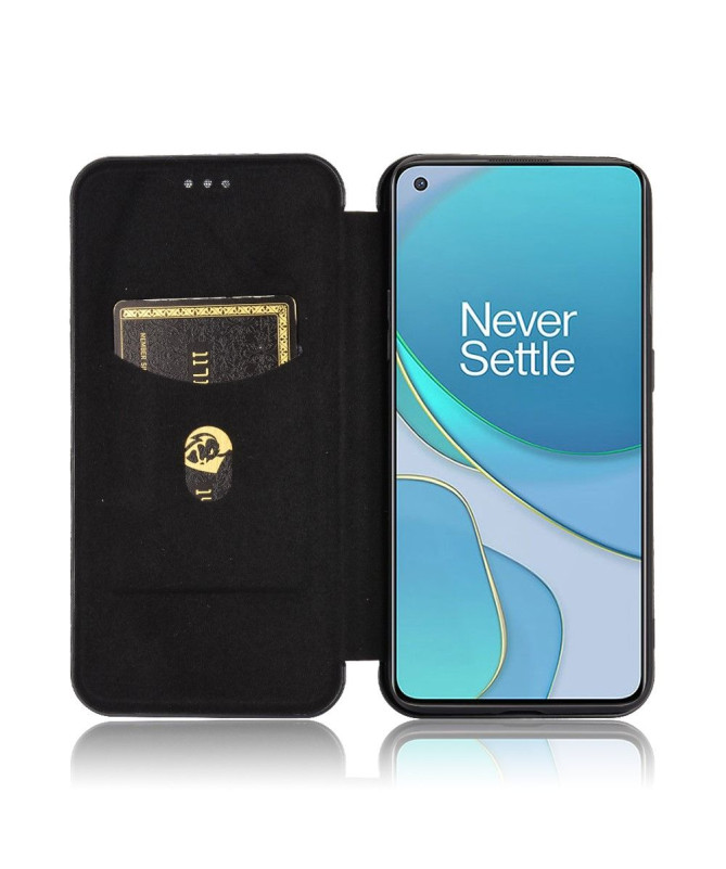 Housse OnePlus 8T simili cuir style fibre de carbone