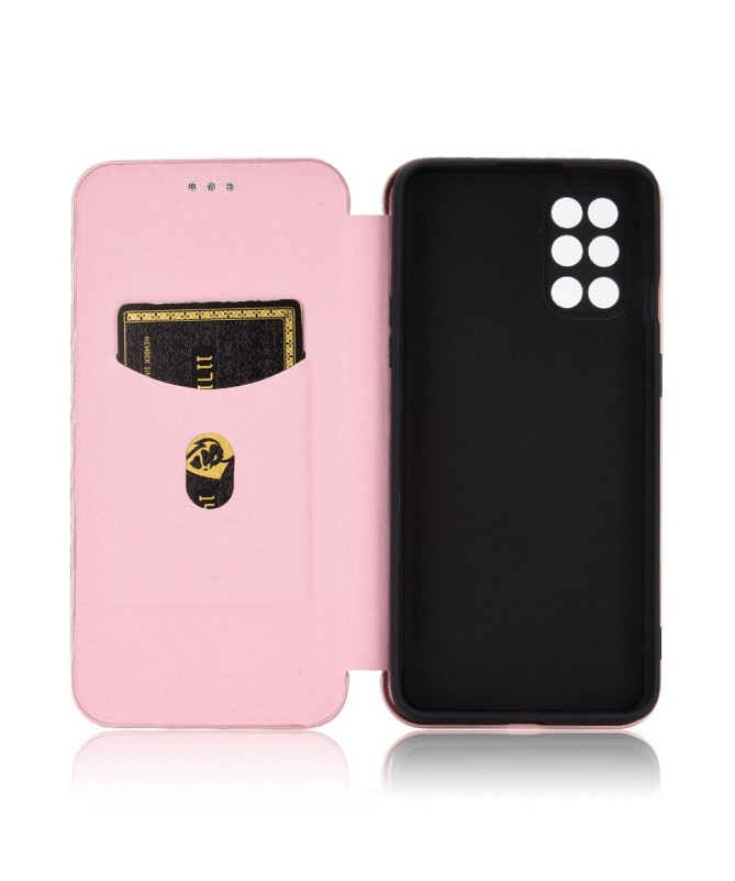 Housse OnePlus 8T simili cuir style fibre de carbone
