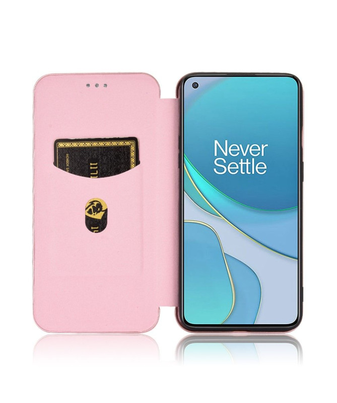 Housse OnePlus 8T simili cuir style fibre de carbone