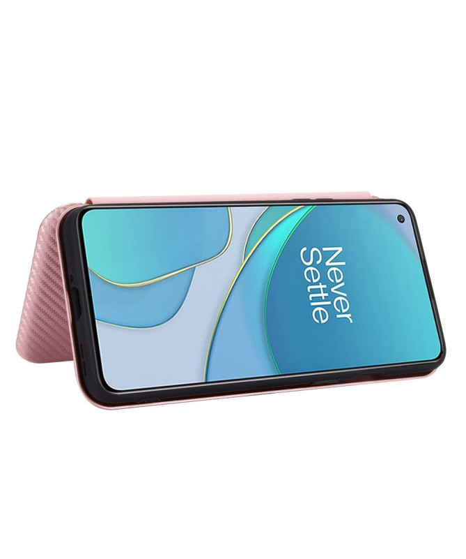 Housse OnePlus 8T simili cuir style fibre de carbone